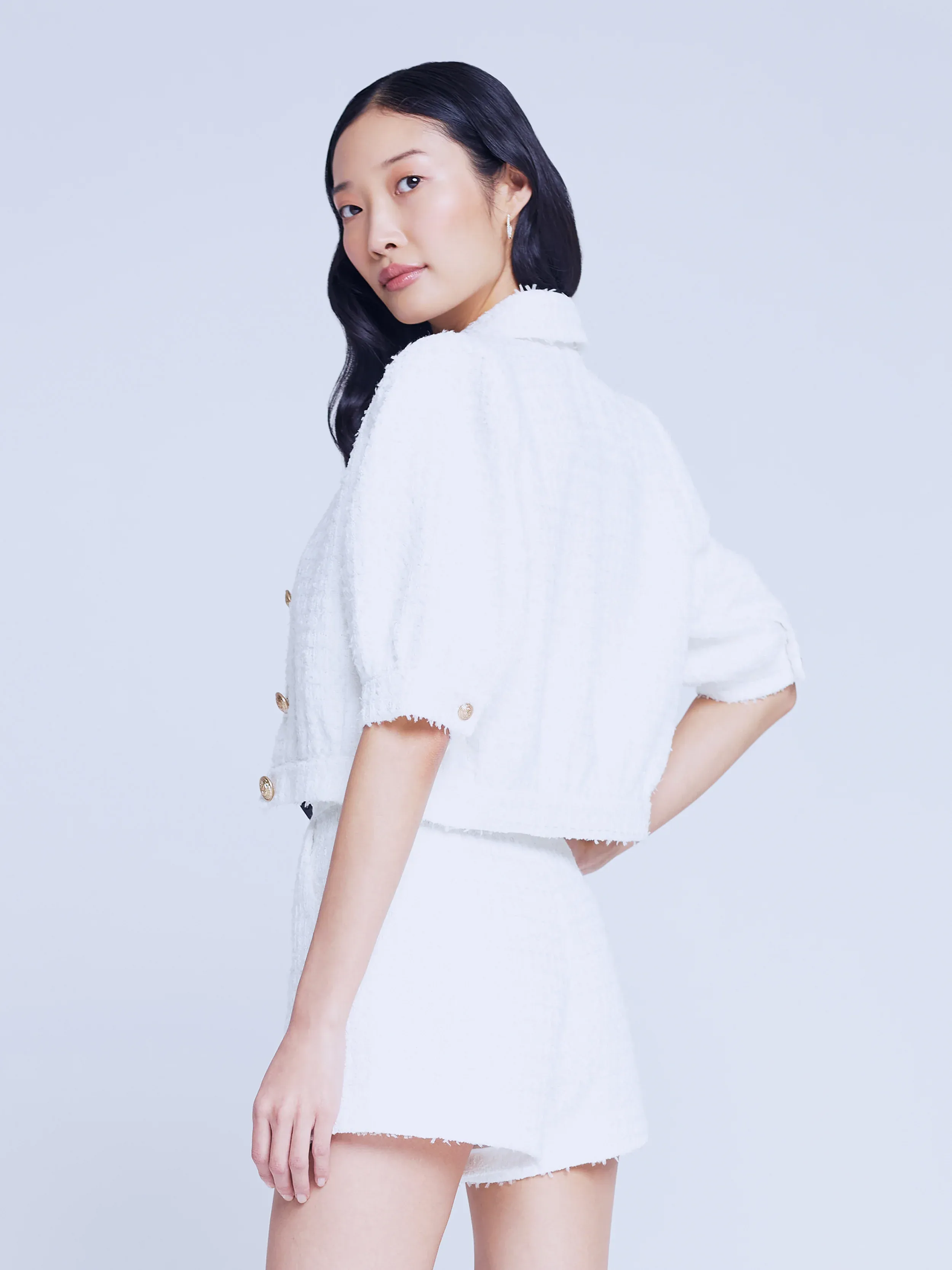 1687QKMw L'Agence Cove Crop Short Sleeve Jacket