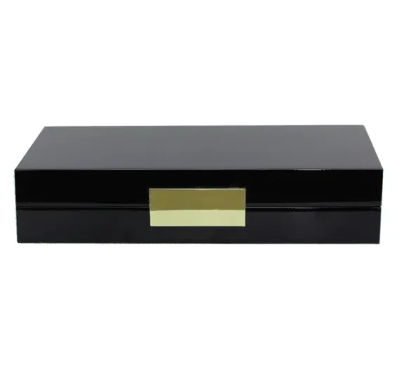 4x9 Lacquered Jewelry Box Black & Gold