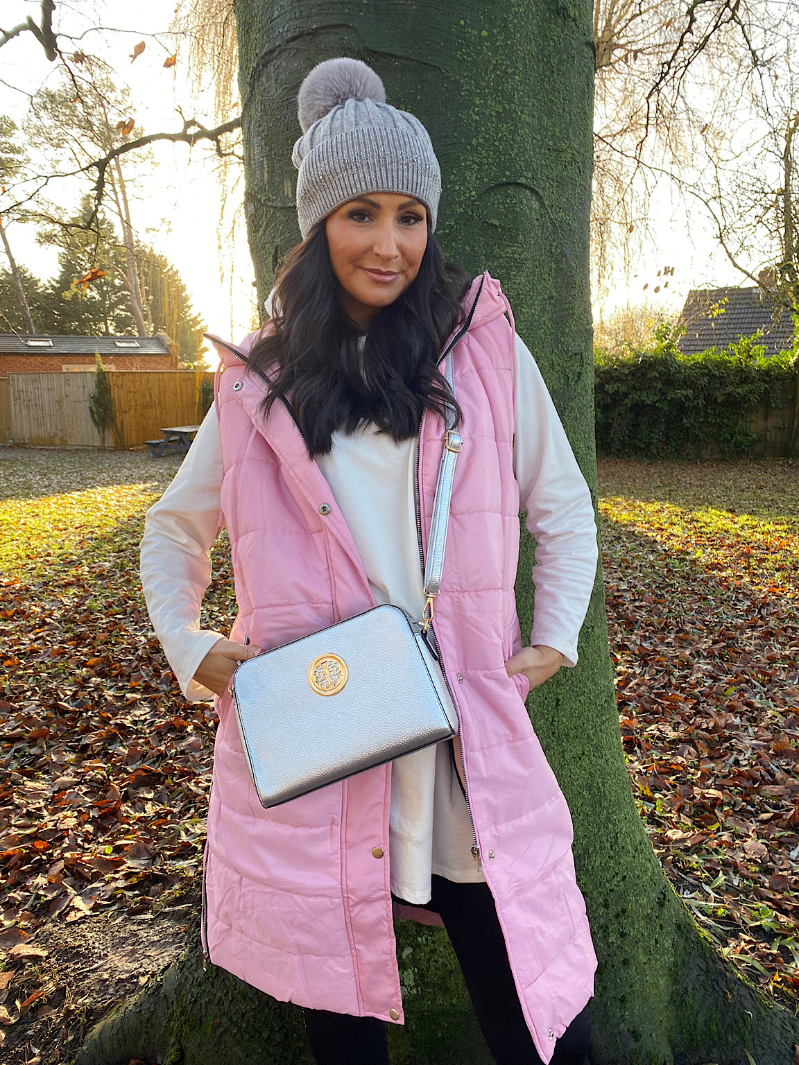 Baby Pink Quilted Zip Detail Gilet Robyn