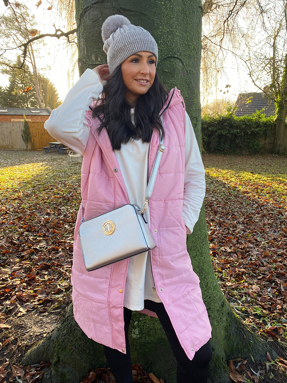 Baby Pink Quilted Zip Detail Gilet Robyn