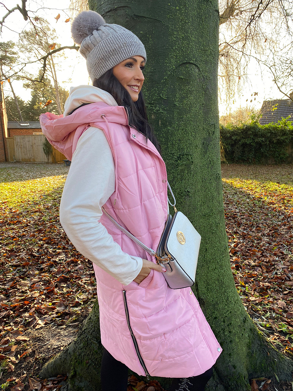 Baby Pink Quilted Zip Detail Gilet Robyn