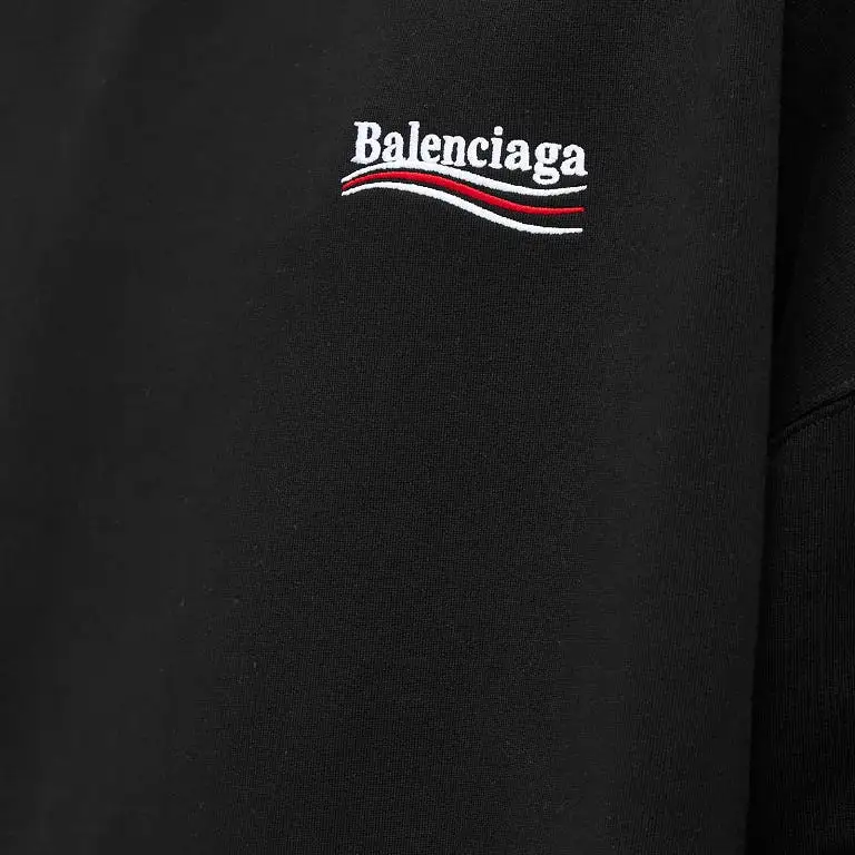 Balenciaga Political Campaign Embroidery Logo Large Fit Hoodie Black