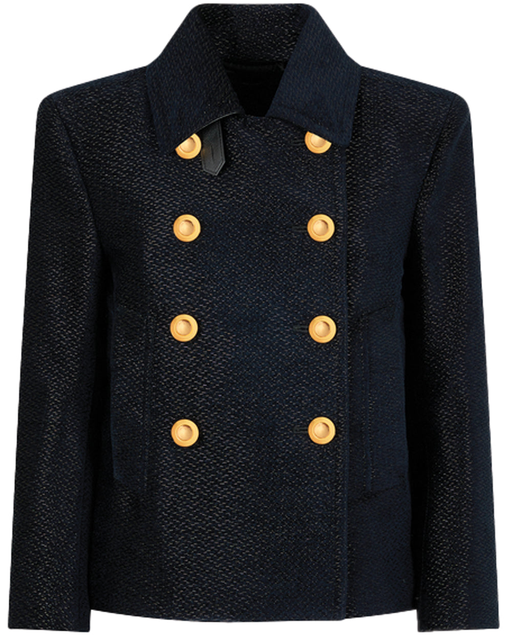 Black Silk Boucle Peacoat