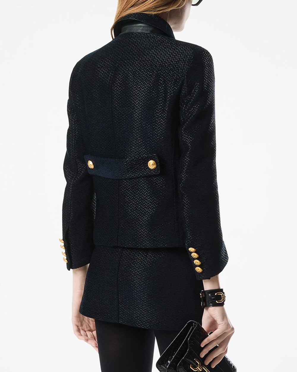 Black Silk Boucle Peacoat