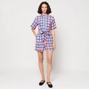 Bobo Choses Woman Collared Romper Pink Checks