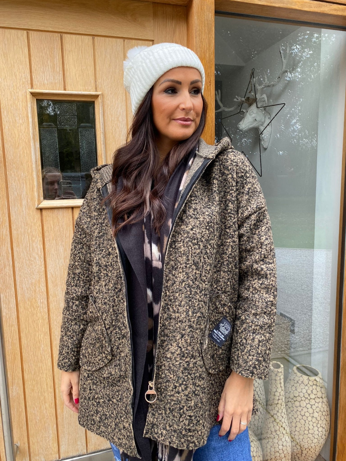 Boucle Hooded Coat Betty