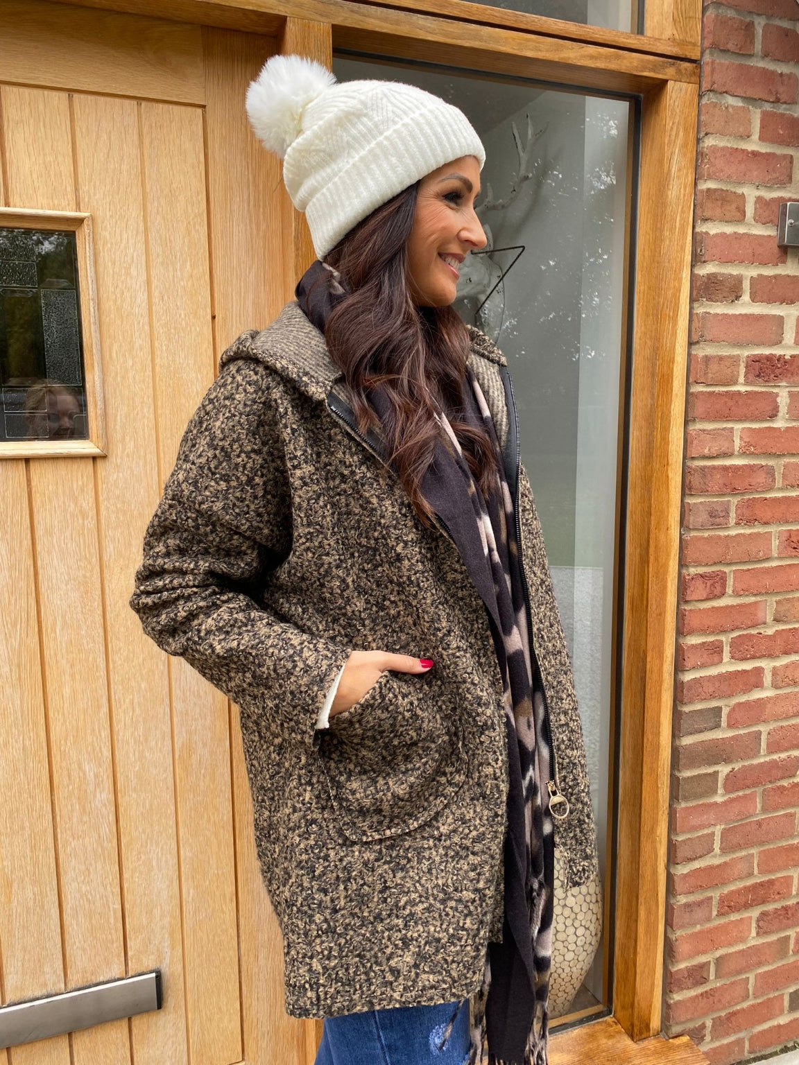 Boucle Hooded Coat Betty