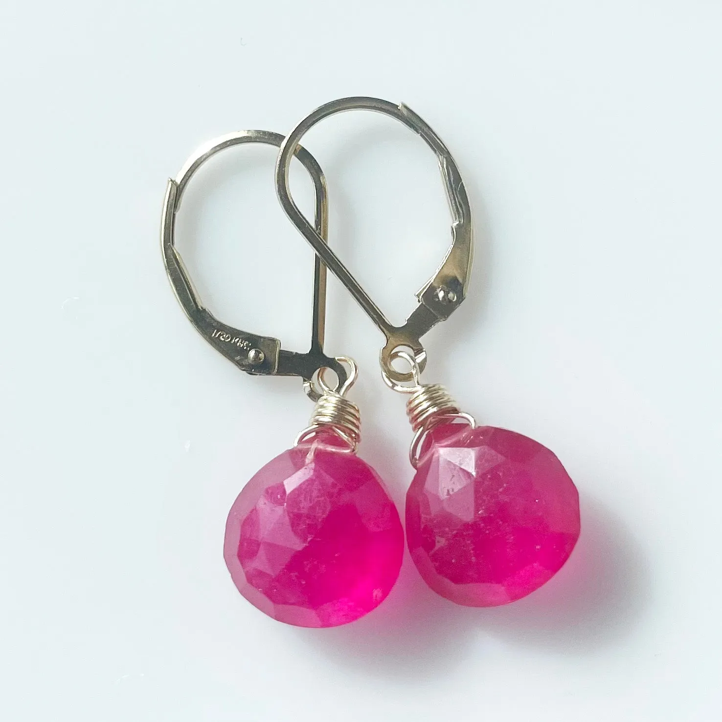 Bright Ruby Pink Dangles, Earwire and metal options