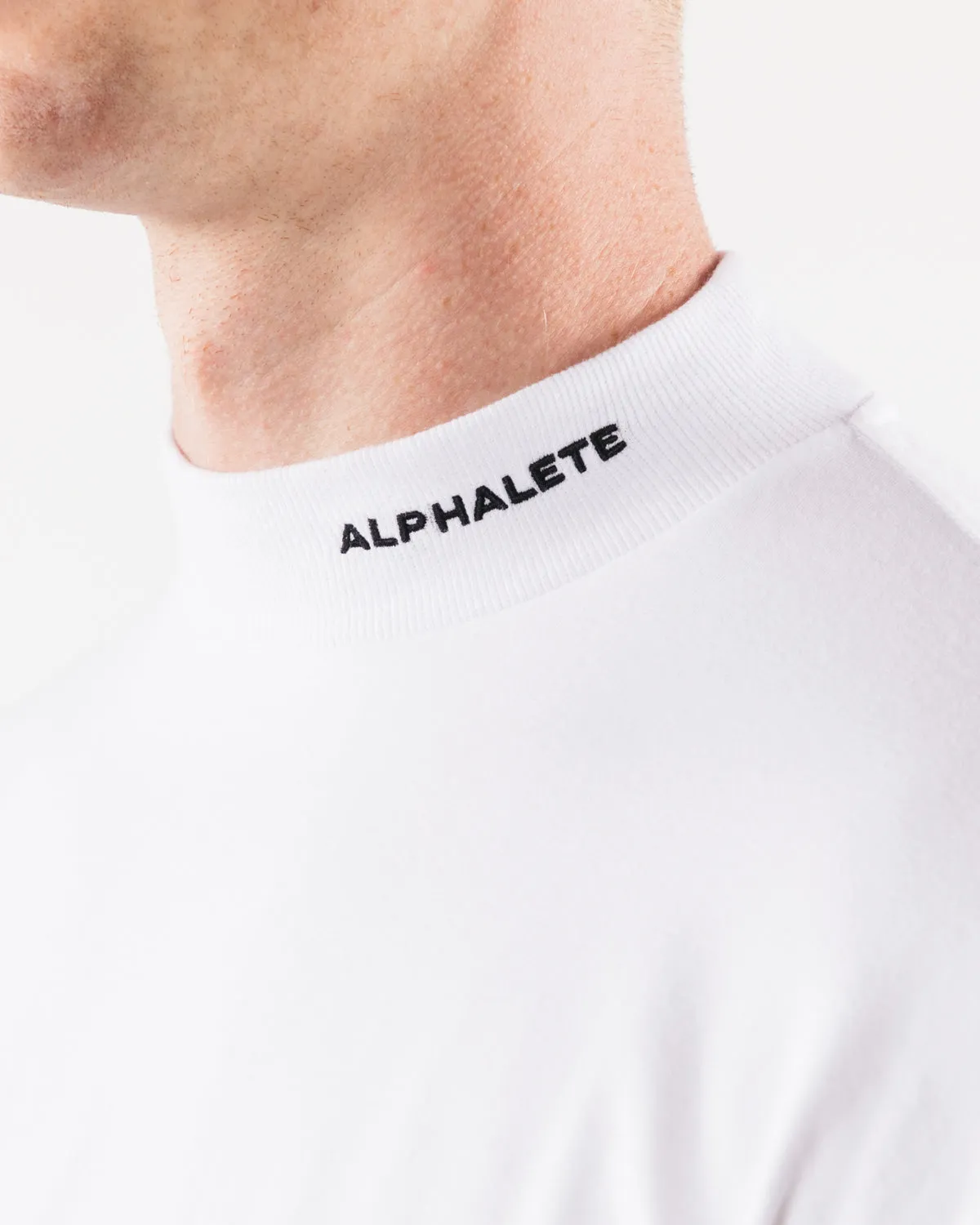 Brushed Core Mock Neck LS - White