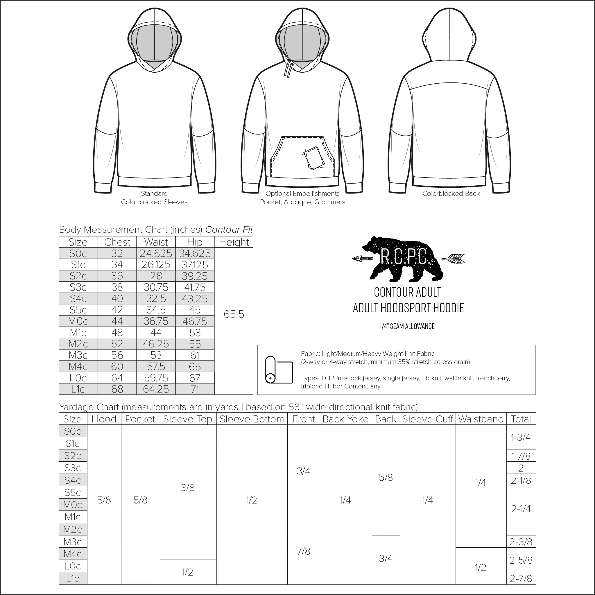 BUNDLE Hoodsport Hoodie | Baby to Adult Sizes | Beginner Level Sewing Pattern