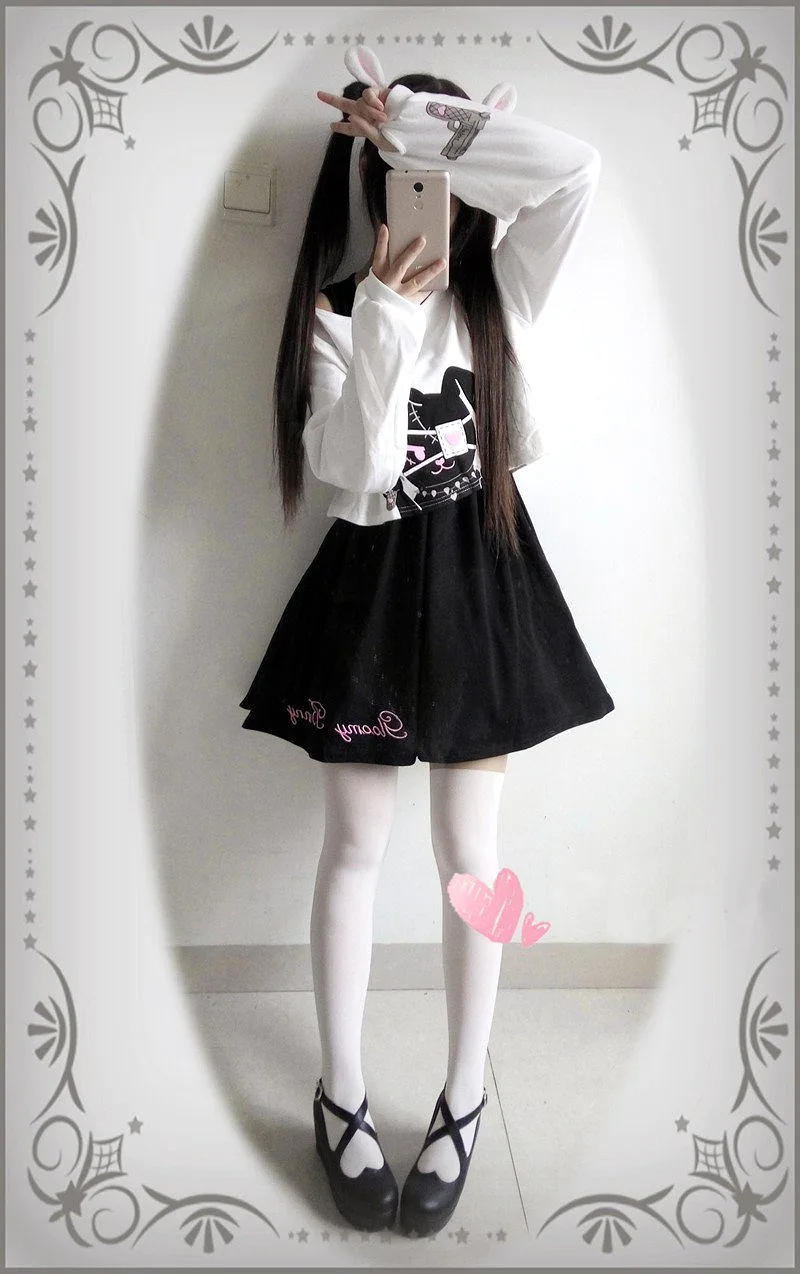 Bunny Eye patch Skirt Sweater Set SD00740