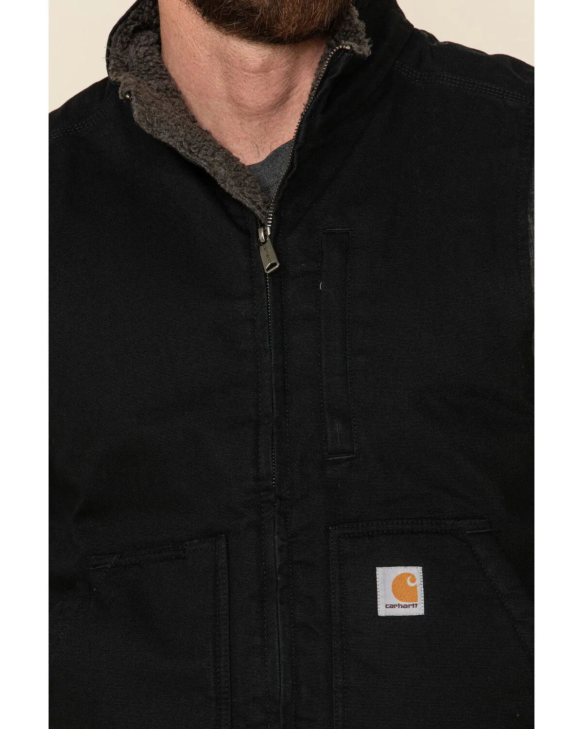 Carhartt Men's Duck Sherpa Lined Mock Neck Work Vest - Tall