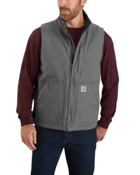 Carhartt Men's Gravel Washed Duck Sherpa Lined Mock Neck Work Vest