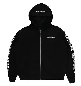 CHROME HEARTS SCROLL LOGO FU ZIP UP HOODIE BLACK