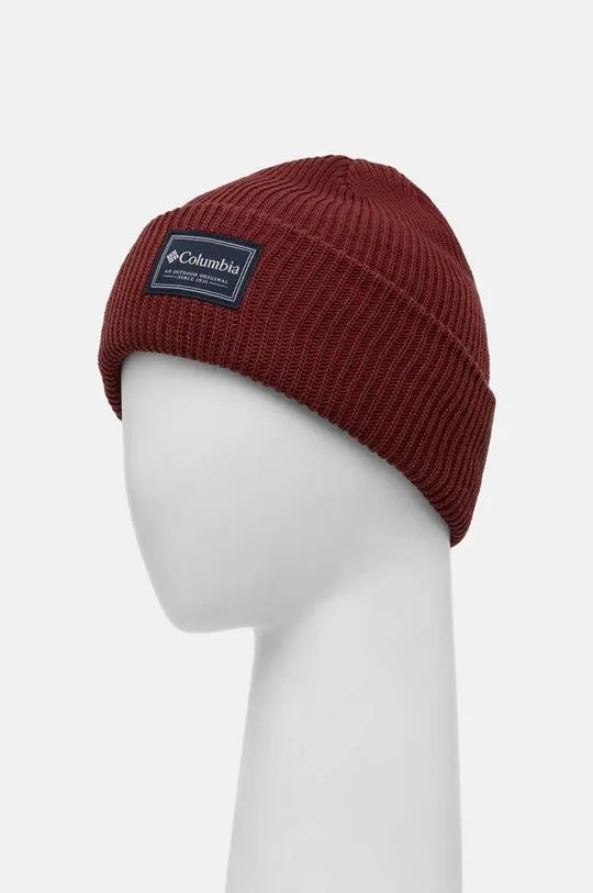 Columbia beanie Lost Lager II maroon color thick knit 1975921