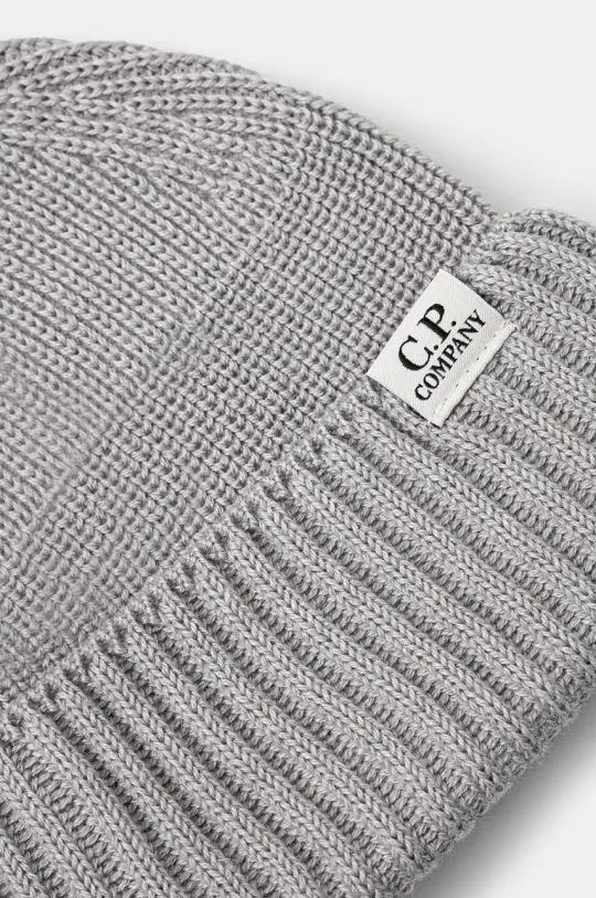 C.P. Company beanie Knit Cap In Re-Wool gray color smooth 17CMAC293A006595A