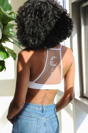 Crescent Moon Tattoo Bralette - White