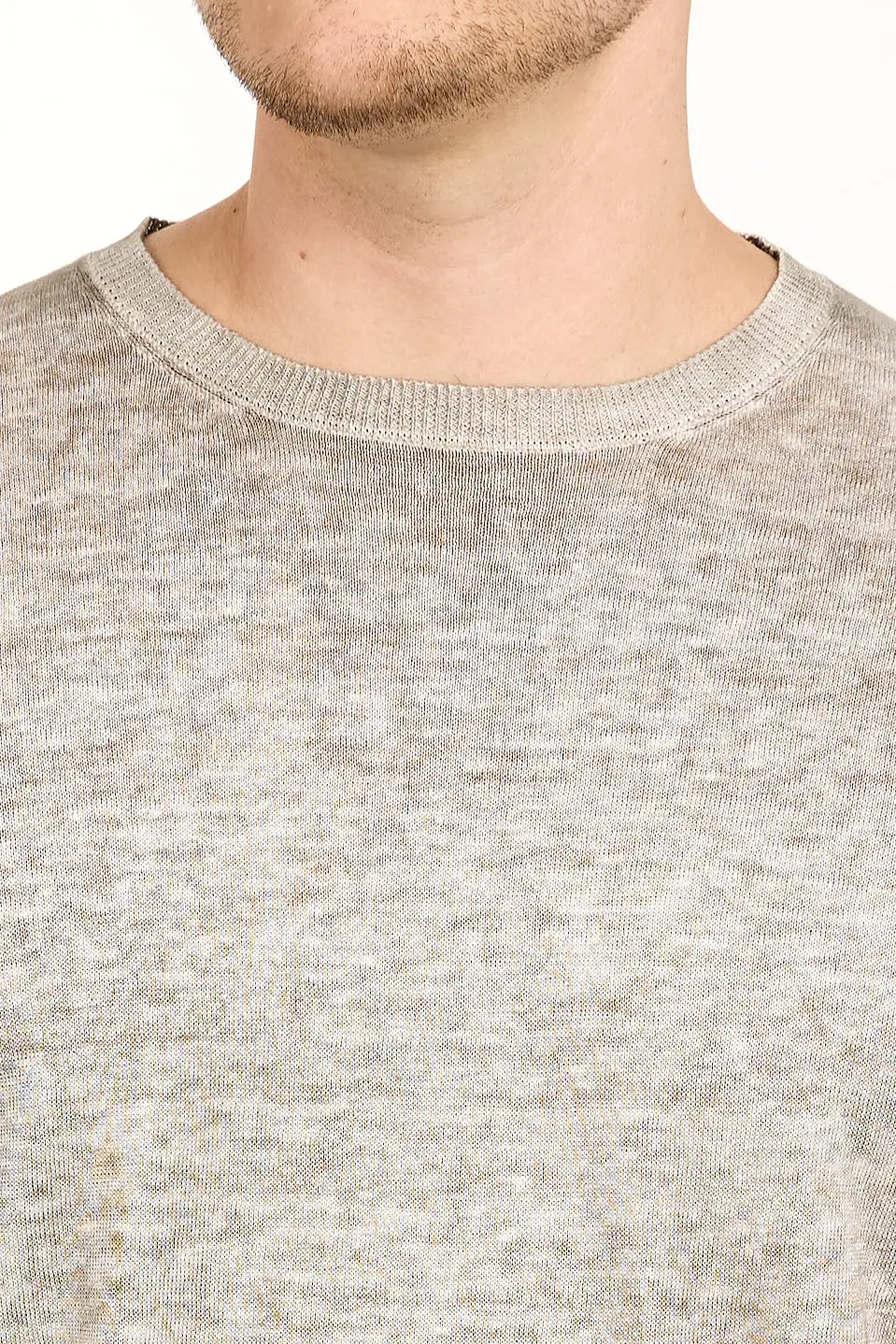 Crewneck Pullover Sweater in Taupe