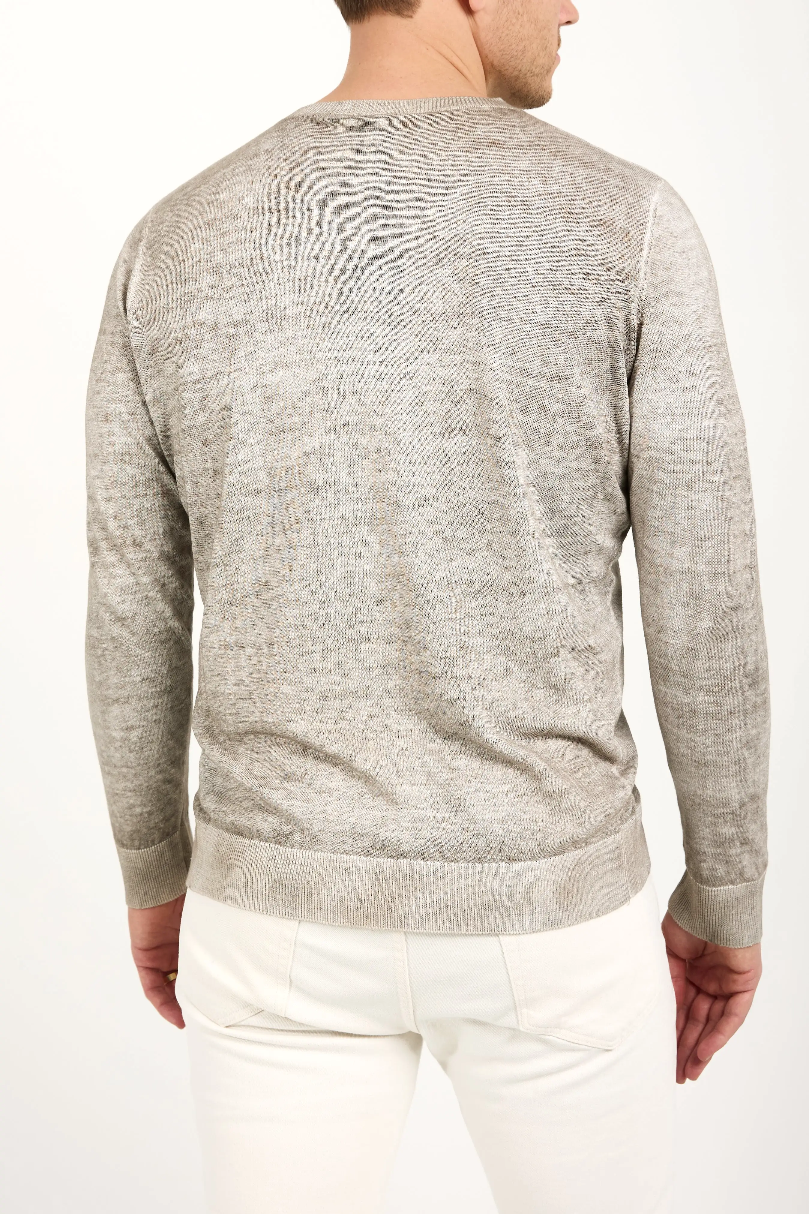 Crewneck Pullover Sweater in Taupe