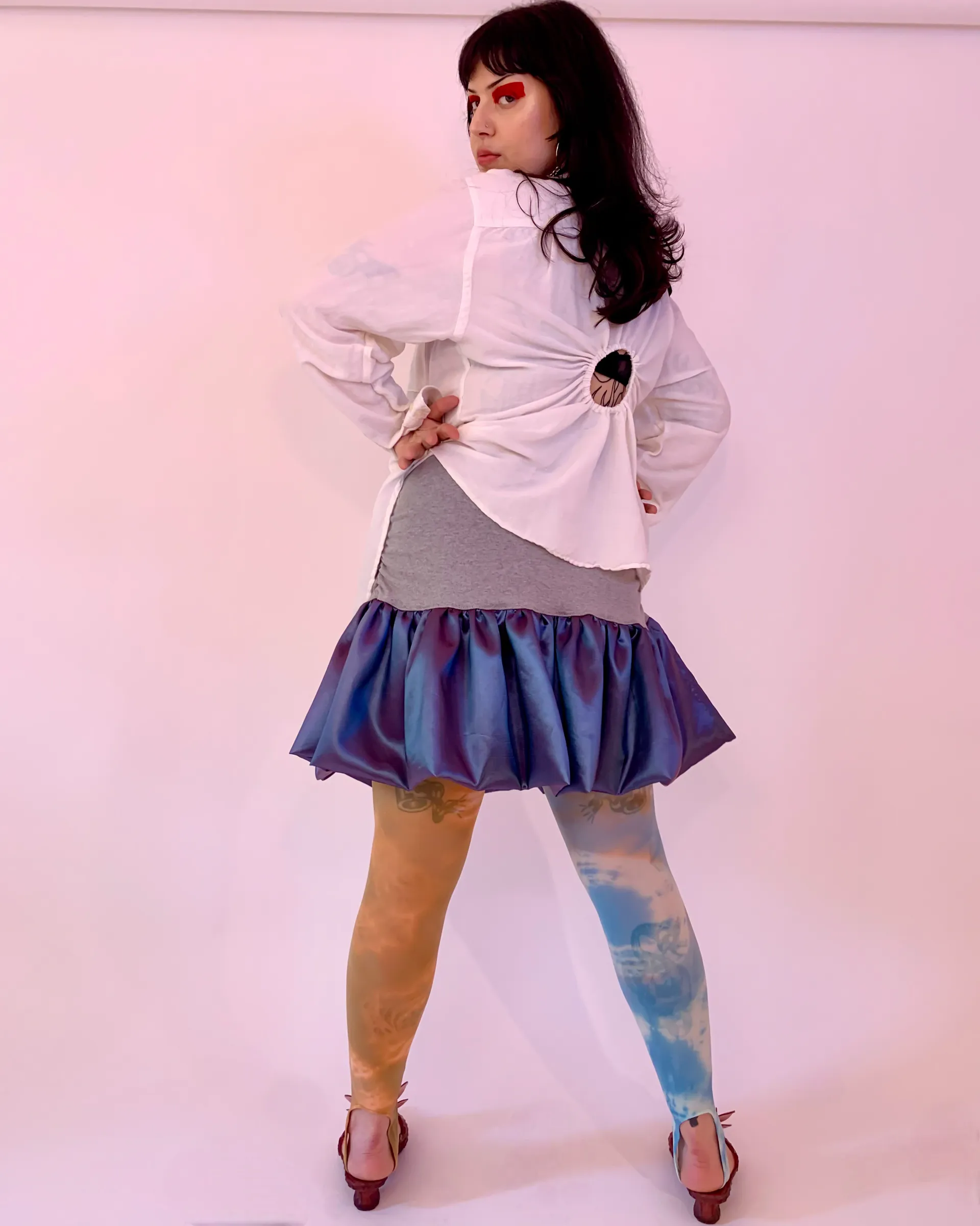 Custom taffeta ruch bubble skirt