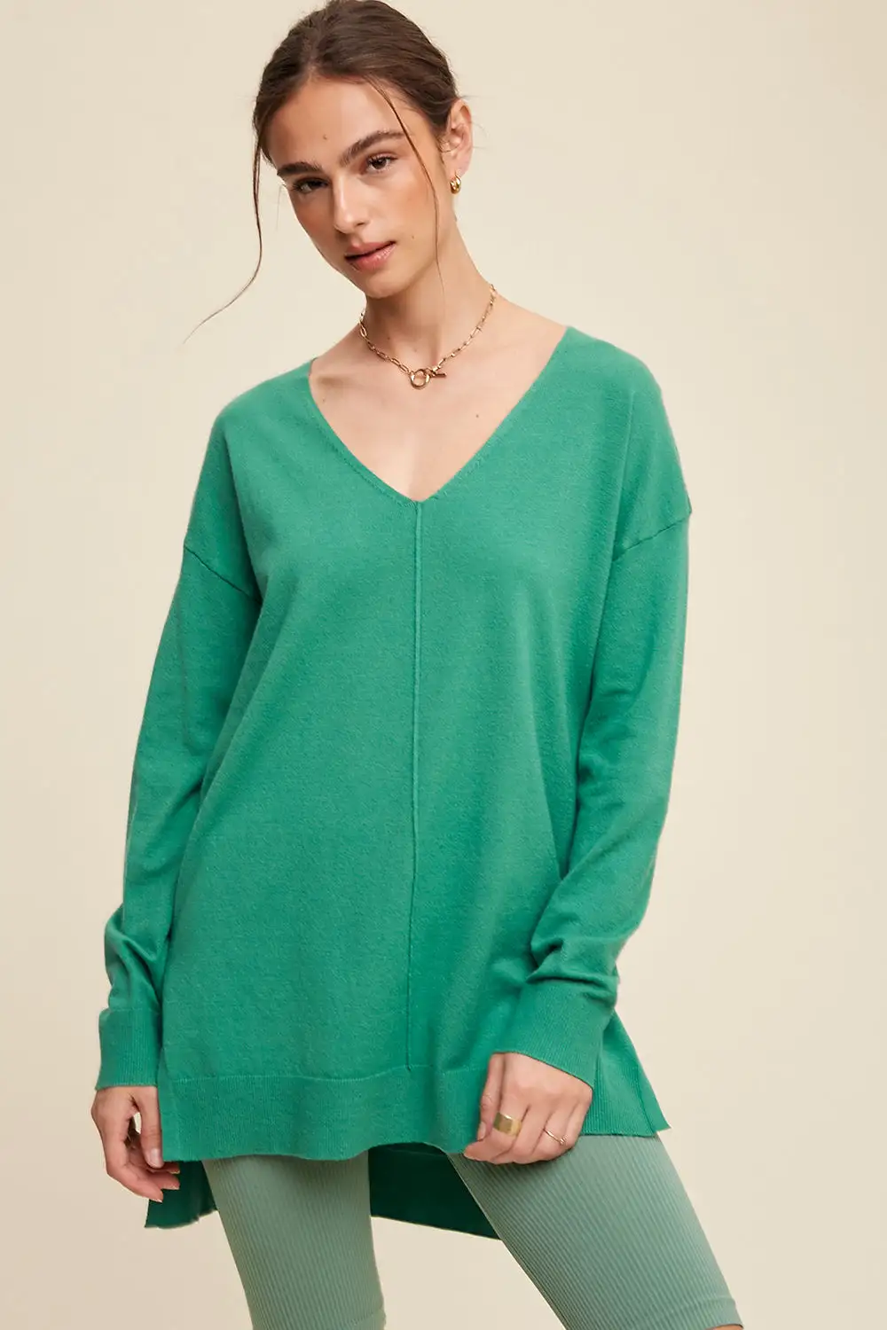 Deep V-neck Loose Fit Pullover Sweater