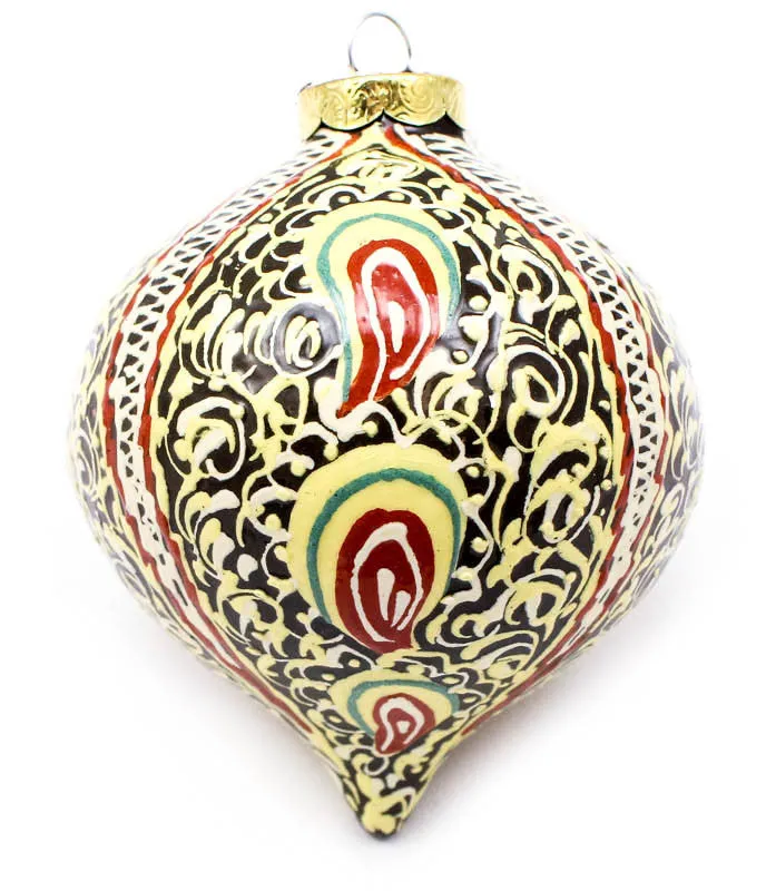 Delicate Rhythm in Cream Tear Drop Ceramic Ornament