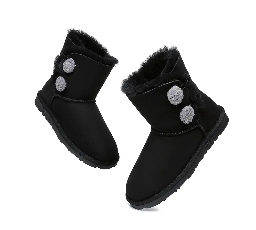 EVERAU Mini Sheepskin Twin Button Boots Aspen