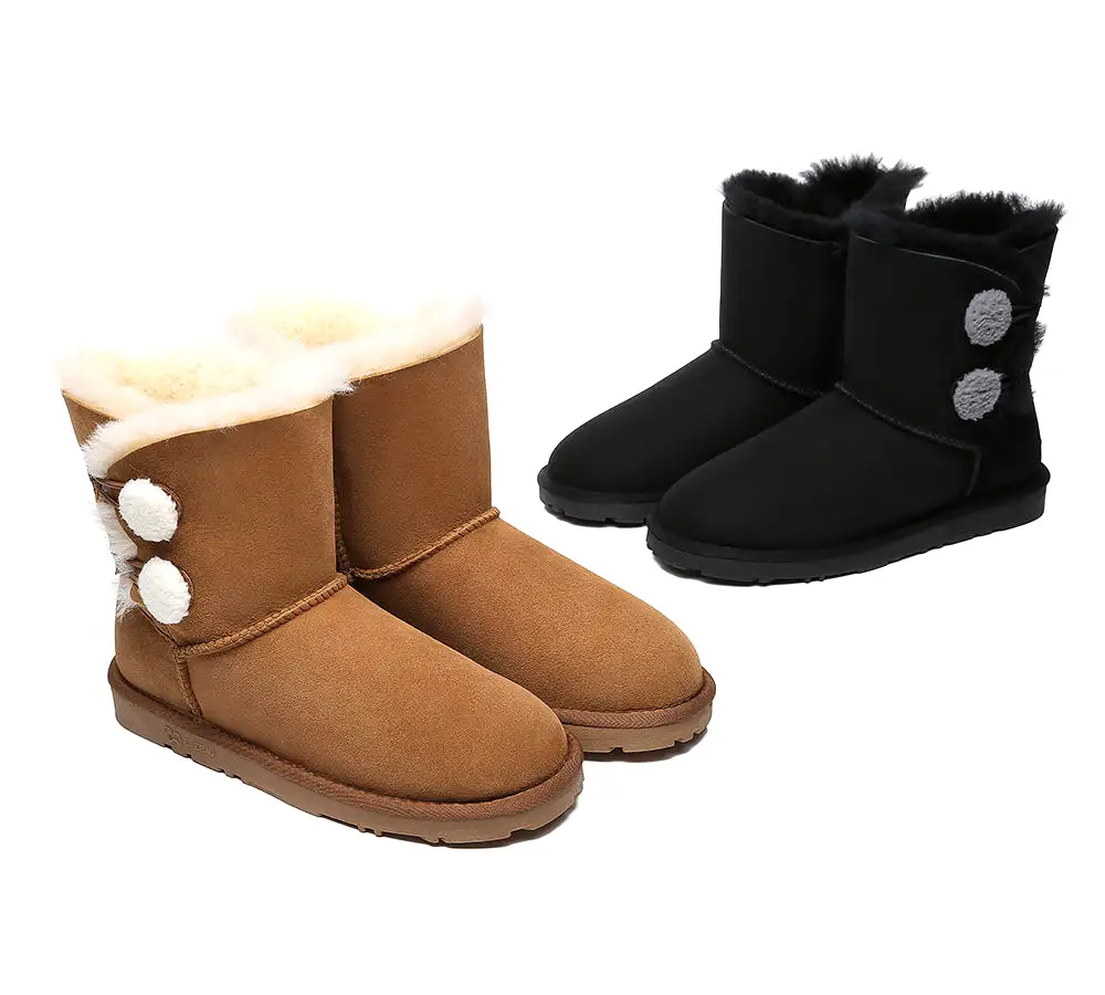 EVERAU Mini Sheepskin Twin Button Boots Aspen