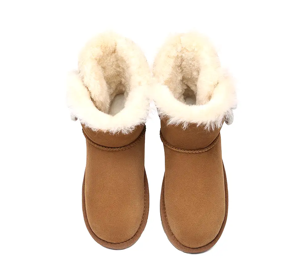 EVERAU Mini Sheepskin Twin Button Boots Aspen