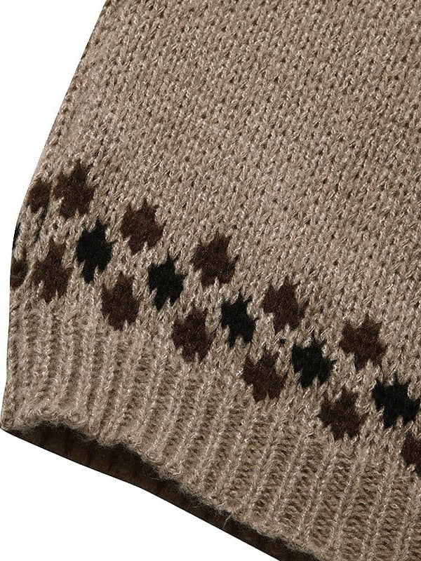 Fair Isle Turtleneck Sweater for Women, Light Brown