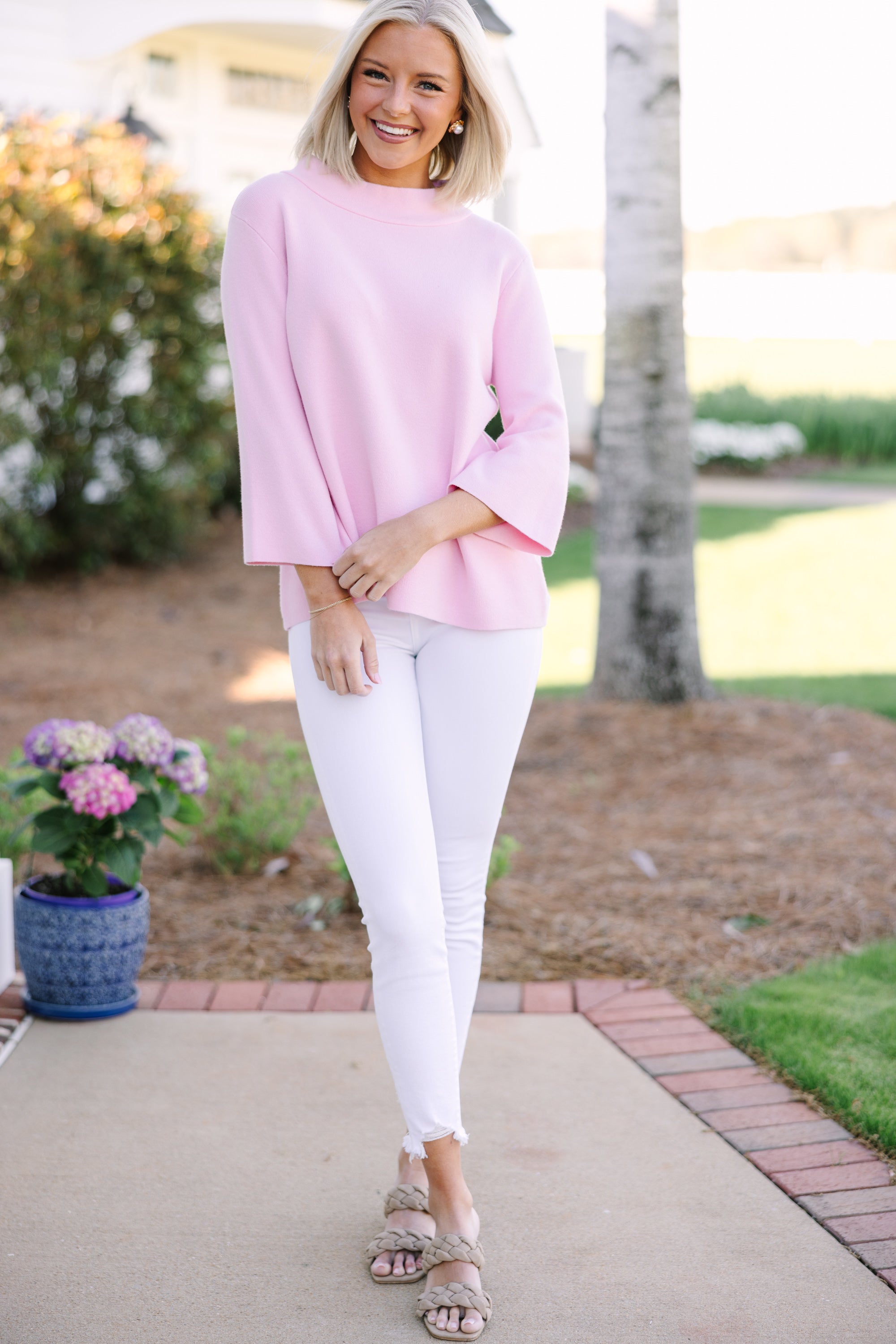 Fate: Feeling Fine Baby Pink Mock Neck Sweater