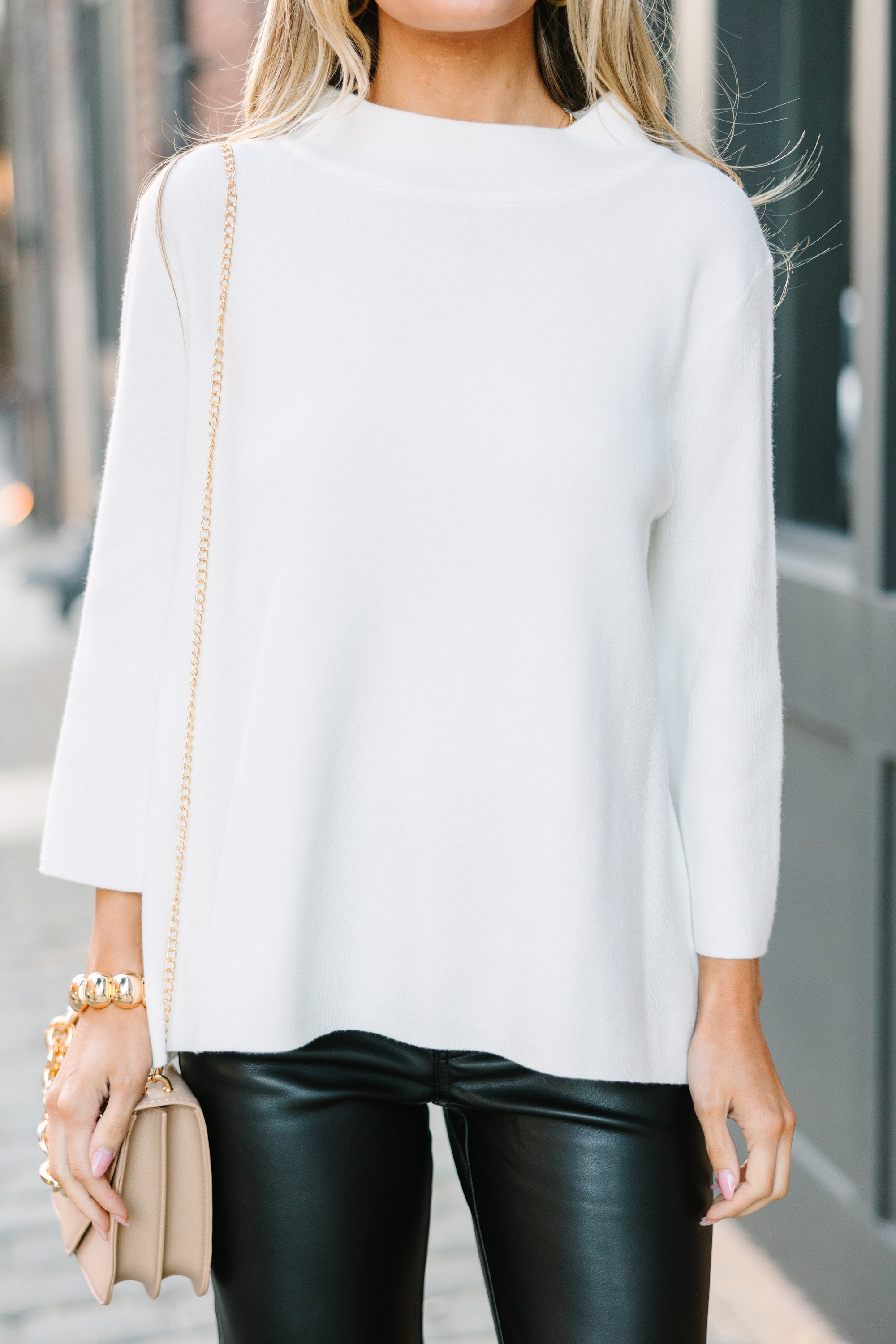 Fate: Feeling Fine Cream Mock Neck Sweater