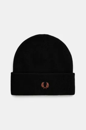 Fred Perry wool beanie Classic Beanie black color C8161.X56