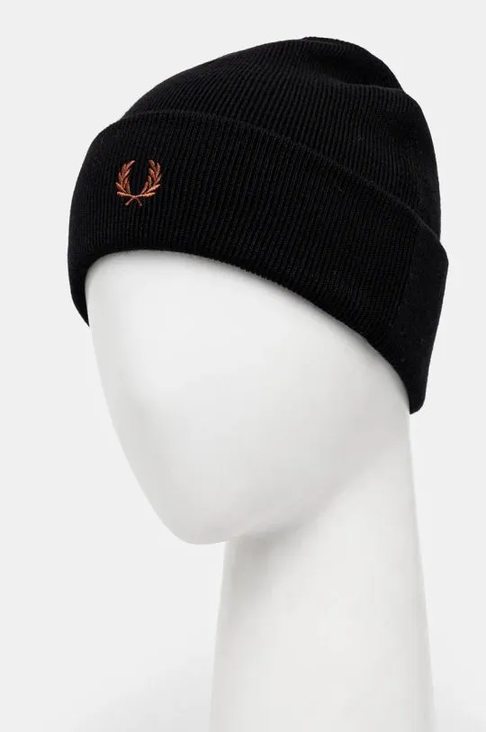 Fred Perry wool beanie Classic Beanie black color C8161.X56