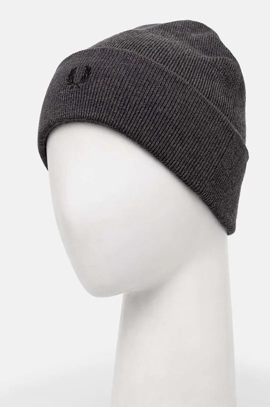 Fred Perry wool beanie Classic Beanie gray color C8161.R85