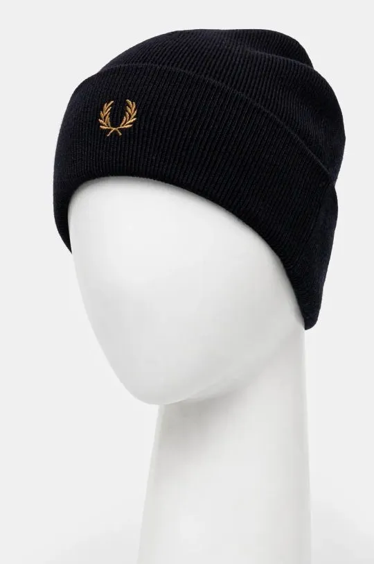 Fred Perry wool beanie Classic Beanie navy blue color C8161.R63