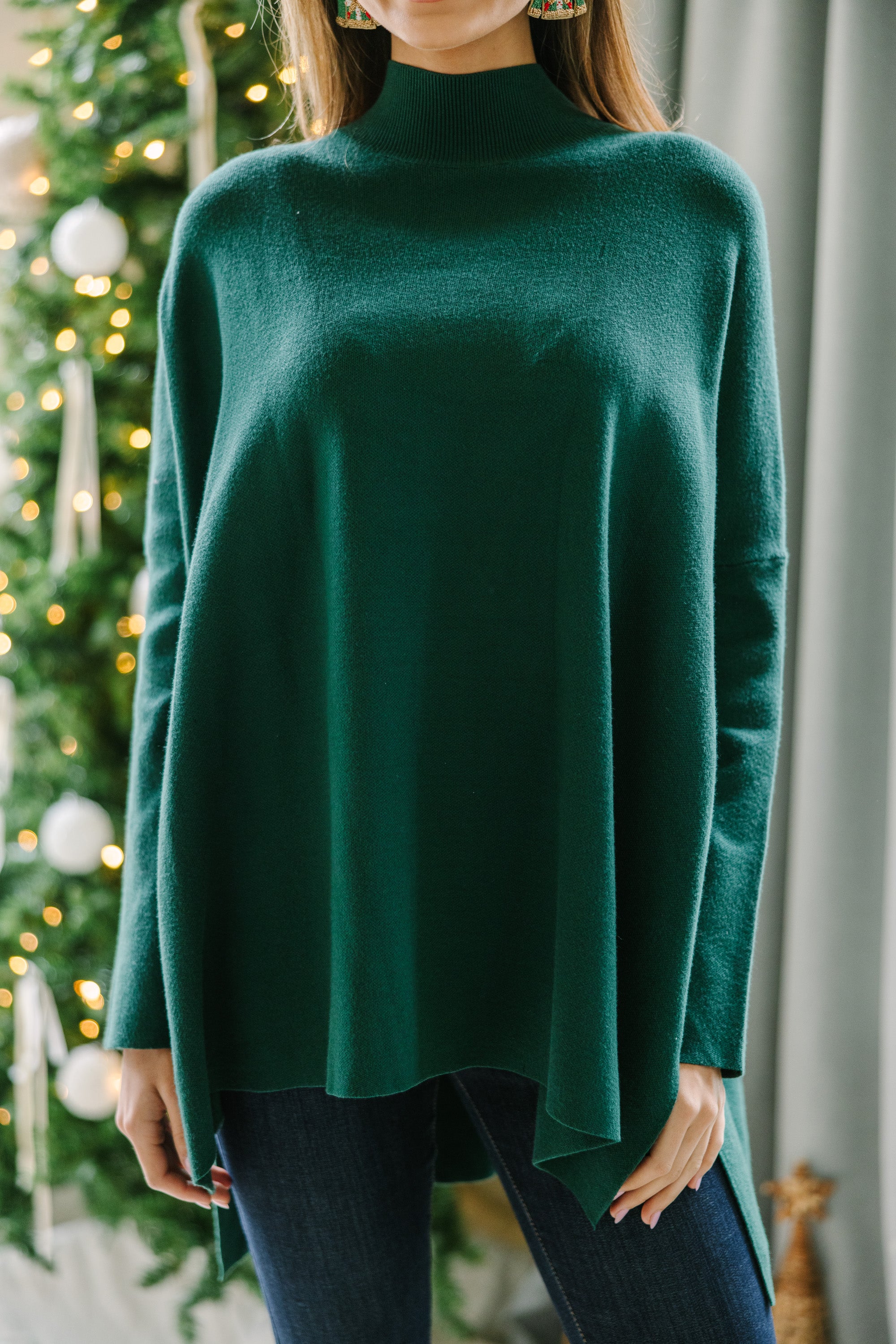 Going With You Emerald Green Mock Neck Sweater