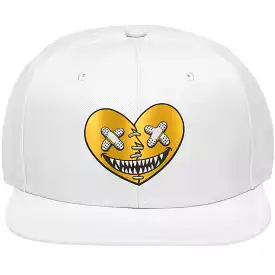 GOLD METALLIC HEART BAWS : White Snapback Hat