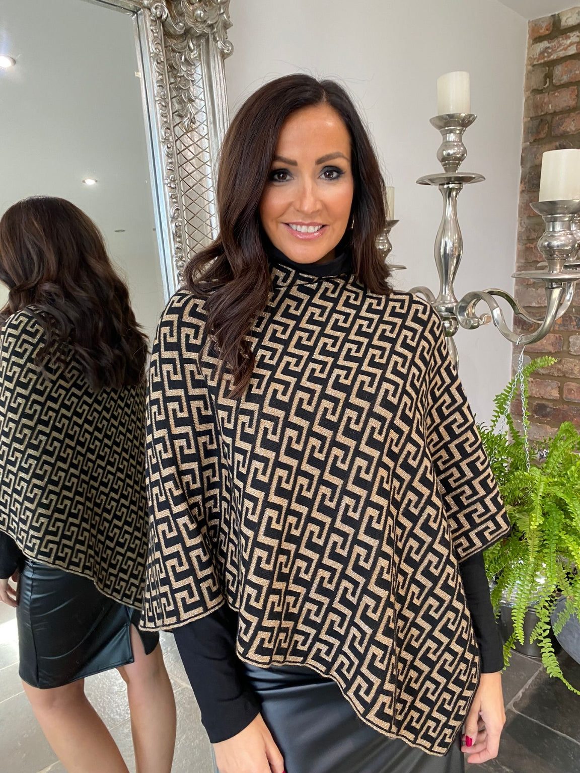 Greek Key Sparkle Poncho Roo