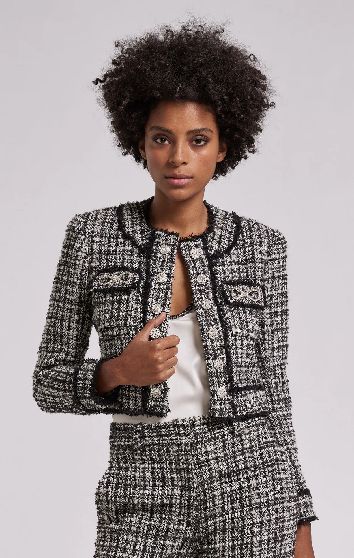 H23374-1bw Generation Love Zio Tweed Jacket