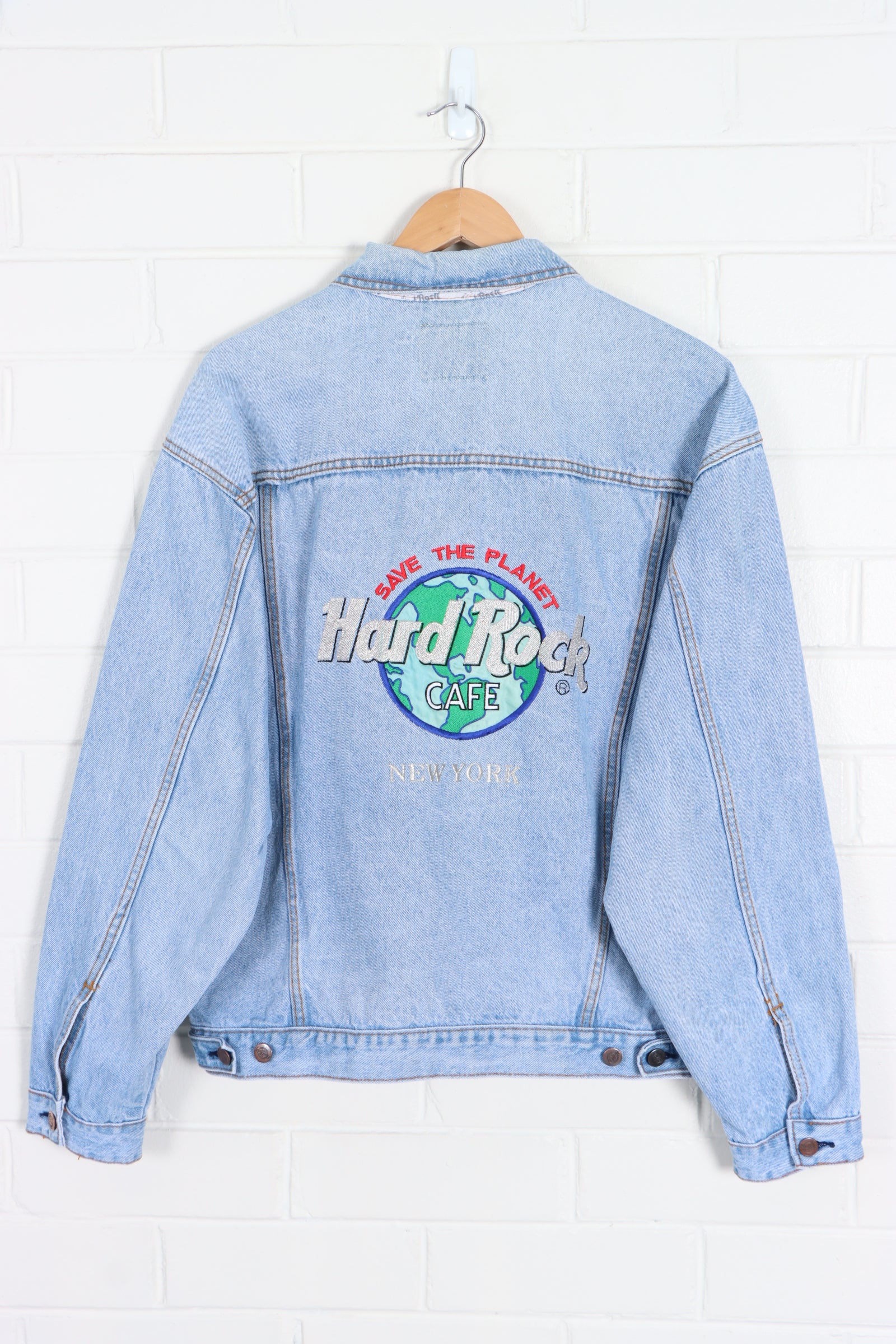 HARD ROCK CAFE New York Embroidered Denim Jacket (L)