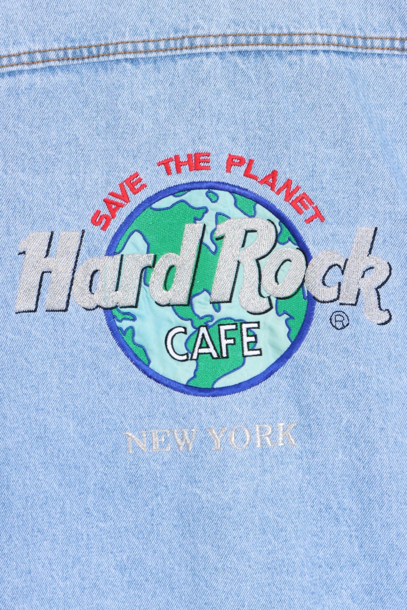 HARD ROCK CAFE New York Embroidered Denim Jacket (L)