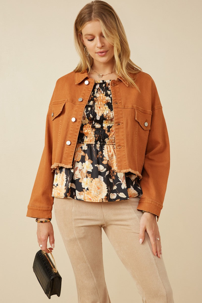 Hayden Brushed Stretch Twill Cropped Jacket