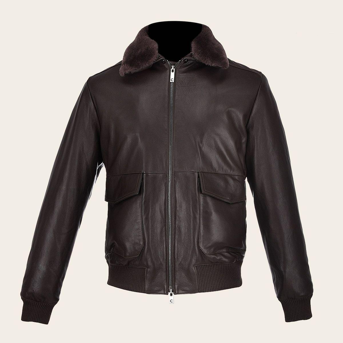 HCHI008 - Cuadra brown dress casual fashion aviator leather jacket for men