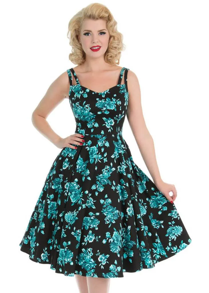 Hearts & Roses Rosacea 50's Swing Dress Black