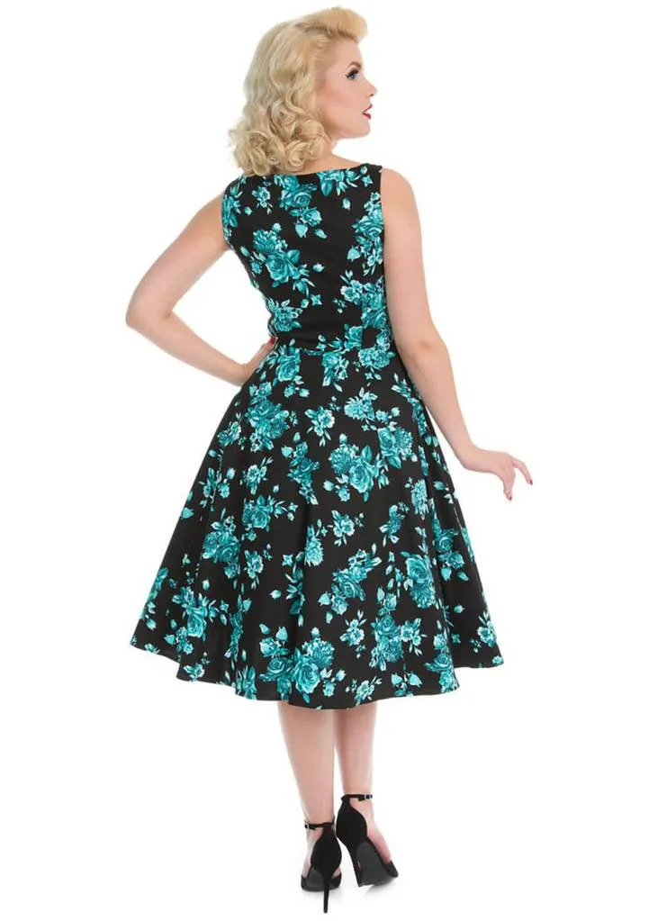 Hearts & Roses Rosacea 50's Swing Dress Black