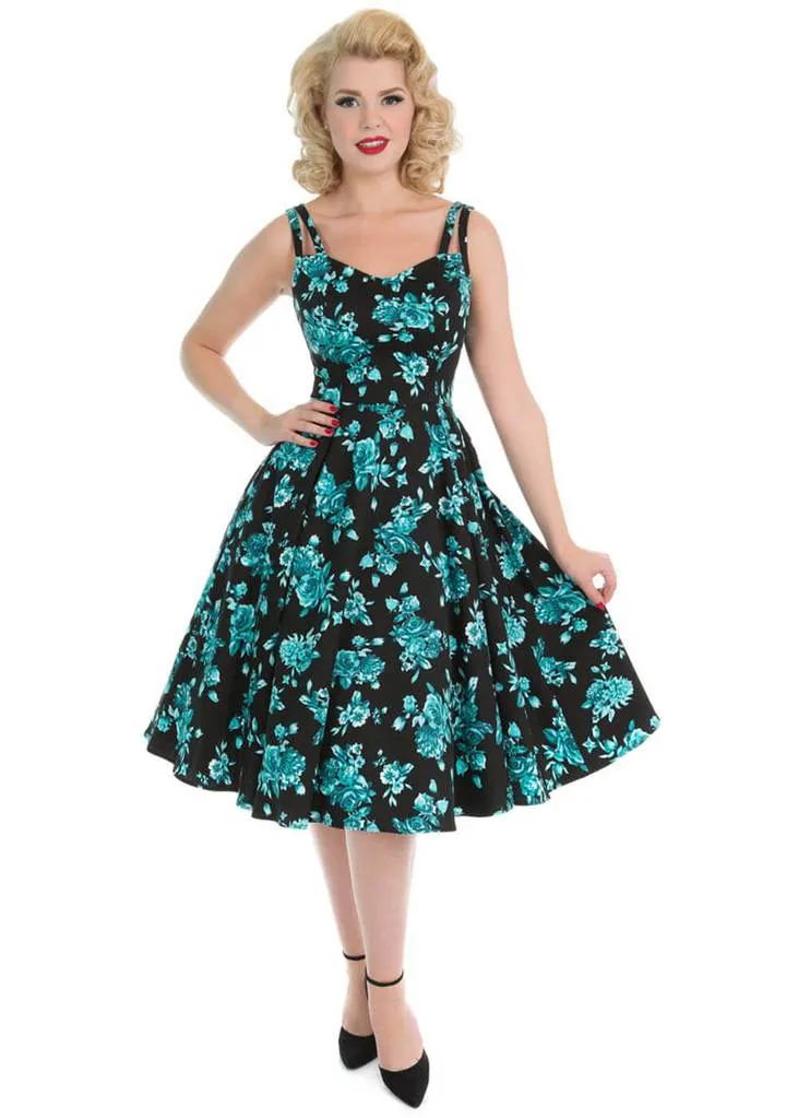 Hearts & Roses Rosacea 50's Swing Dress Black