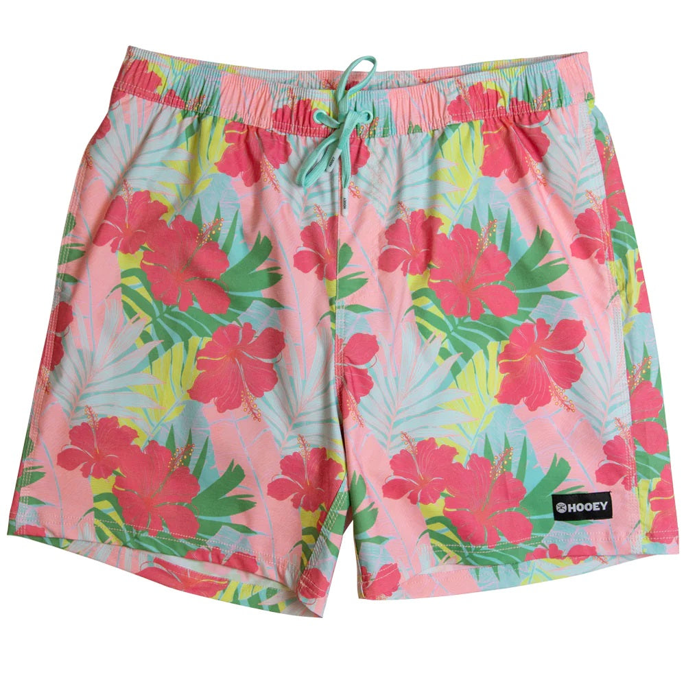 'Hooey' Men's 6.5 Bigwake Palm Leaf Board Short w/Liner - Pink