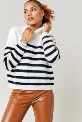 Jenifer Striped Fuzzy Pullover Sweater