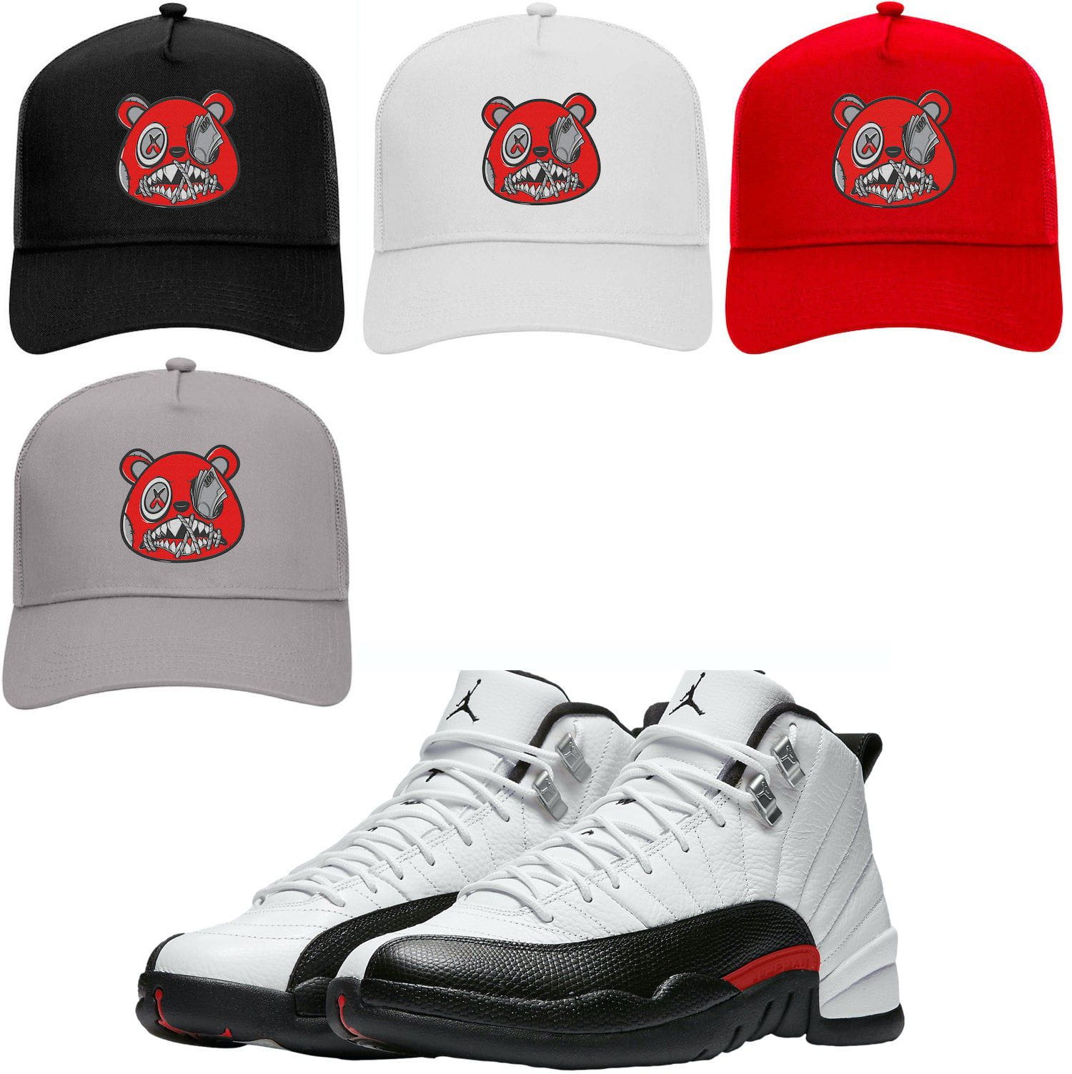 Jordan 12 Red Taxi 12s Trucker Hat to Match - RED MONEY TALKS BAWS